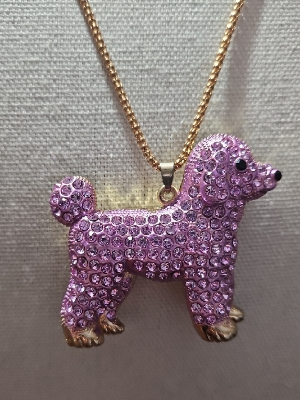 Betsey Johnson Purple Poodle Crystal Pendant Necklace - Picture 2 of 9